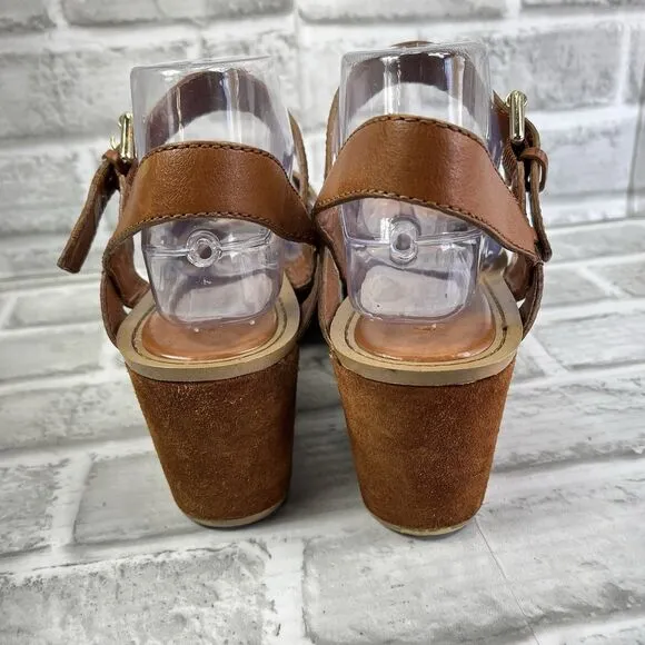 Nine West Payal Women's 9.5 Brown Leather Chunky Platform Y2K Vintage Sandals