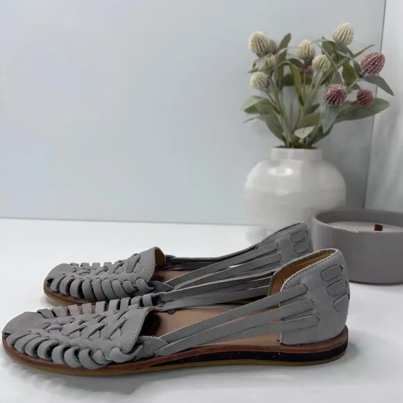 Nisolo Huarache Leather Sandals Leather Gray Women 7 NWOB Anthropologie