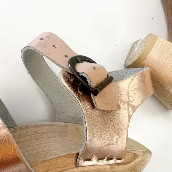 No. 6 Store Coco Cross Front Rose Gold Sandals Clogs
