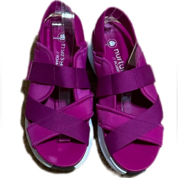 Nurture Womens Canyon Platform Chunky Sandals Sz 8M Pink Hook &amp; Loop Closure