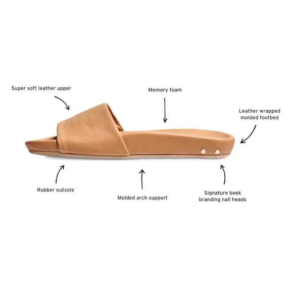 NWB Beek Gallito Leather Slide Sandal Honey Light Tan Size 8