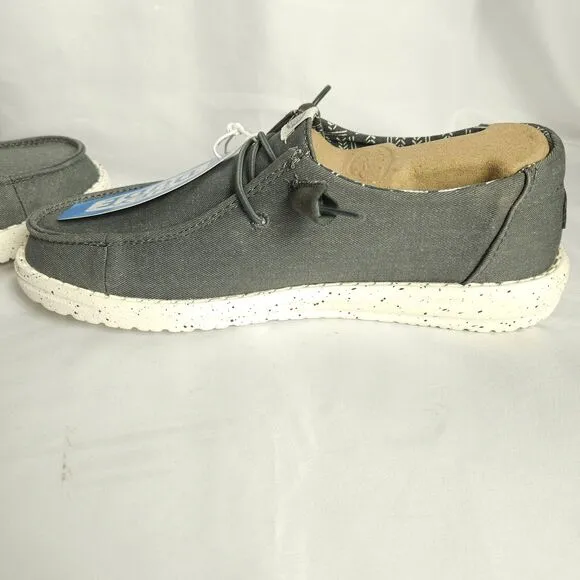 NWB Hey Dudes Womens 8 Dark Gray Wendy Stretch Canvas Slip On Shoes Loafers
