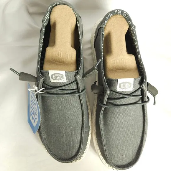 NWB Hey Dudes Womens 8 Dark Gray Wendy Stretch Canvas Slip On Shoes Loafers