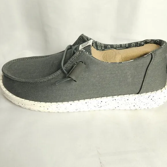 NWB Hey Dudes Womens 8 Dark Gray Wendy Stretch Canvas Slip On Shoes Loafers