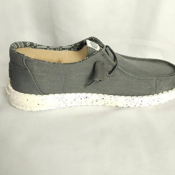NWB Hey Dudes Womens 8 Dark Gray Wendy Stretch Canvas Slip On Shoes Loafers
