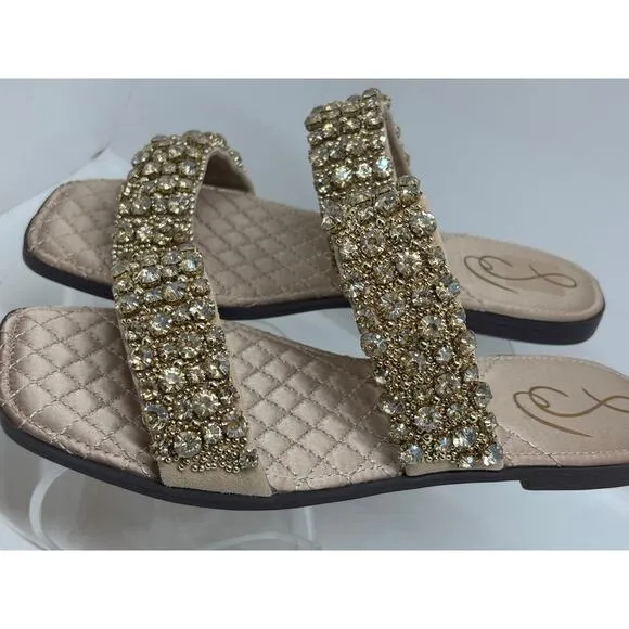 NWB New Sam Edelman Rhinestone Slides EZEL Sesame Suede 6.5 M $150.00 Bling