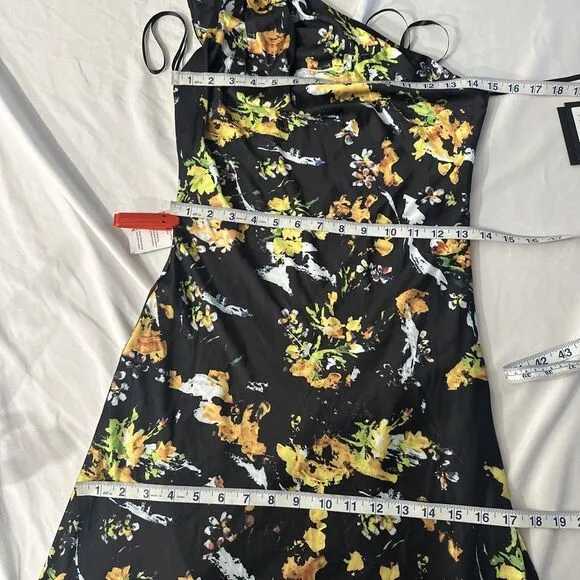 NWD IEENA MAC DUGGAL [ 0 ]‎ 55630 Floral Draped One Shoulder Midi Dress #6329
