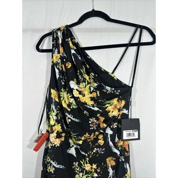 NWD IEENA MAC DUGGAL [ 0 ]‎ 55630 Floral Draped One Shoulder Midi Dress #6329