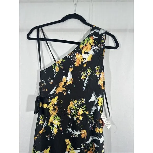 NWD IEENA MAC DUGGAL [ 0 ]‎ 55630 Floral Draped One Shoulder Midi Dress #6329