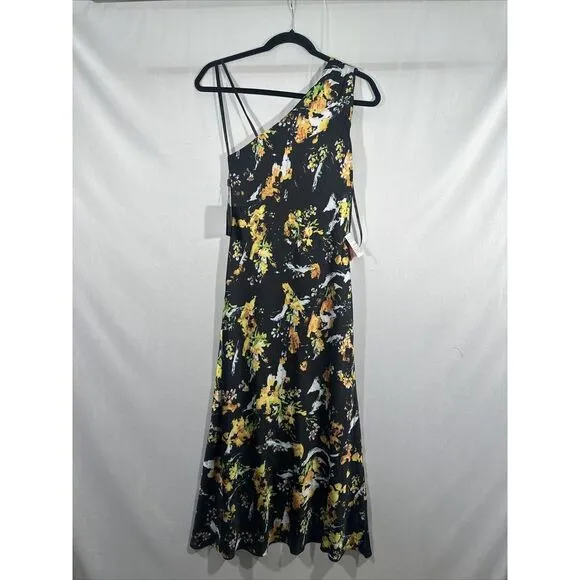 NWD IEENA MAC DUGGAL [ 0 ]‎ 55630 Floral Draped One Shoulder Midi Dress #6329