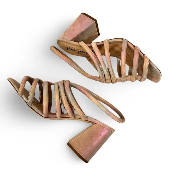 NWOB $158 Free People Metallic Sheen Leather Sandals