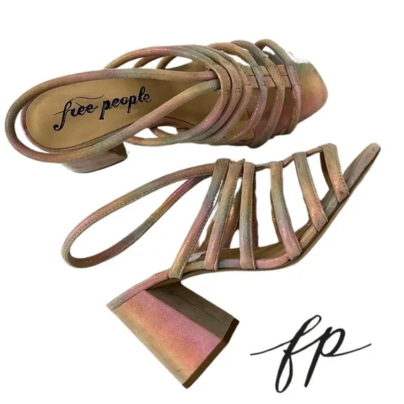 NWOB $158 Free People Metallic Sheen Leather Sandals