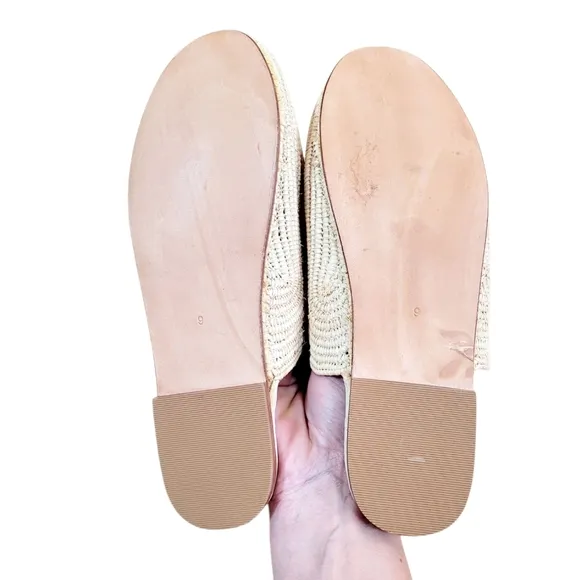 NWOB EMERSON FRY Natural Moroccan Woven Raffia Slides Mules Shoes Size 9