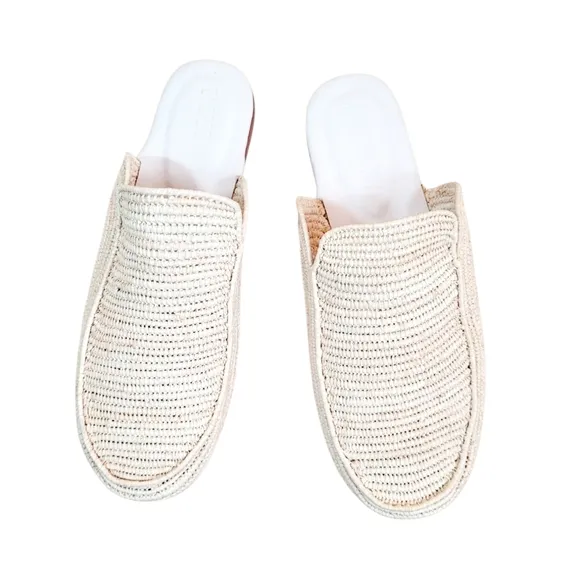 NWOB EMERSON FRY Natural Moroccan Woven Raffia Slides Mules Shoes Size 9