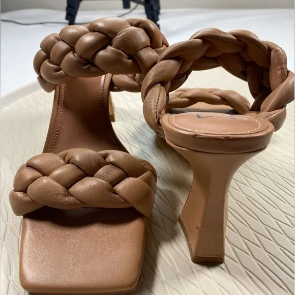 NWOB - Marc Fisher Women’s Hammy Braided High Heel Chunky Slide Sandals - Size 8