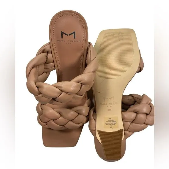 NWOB - Marc Fisher Women’s Hammy Braided High Heel Chunky Slide Sandals - Size 8