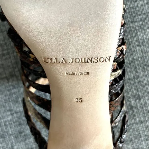 NWOB Ulla Johnson RAYNA Snake Print Leather Strappy Sandals Chunky Heel Size 5