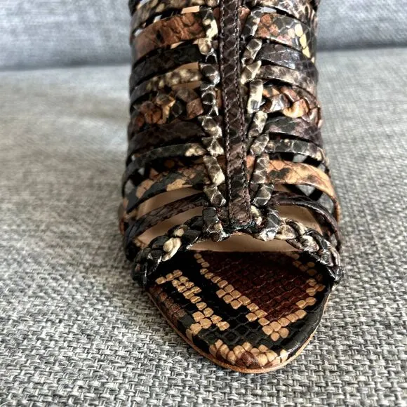 NWOB Ulla Johnson RAYNA Snake Print Leather Strappy Sandals Chunky Heel Size 5