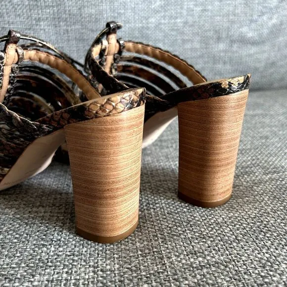 NWOB Ulla Johnson RAYNA Snake Print Leather Strappy Sandals Chunky Heel Size 5