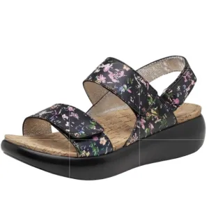 NWOT Alegria by PG Lite Bailee Leather Floral Adjustable Sandals Size 38
