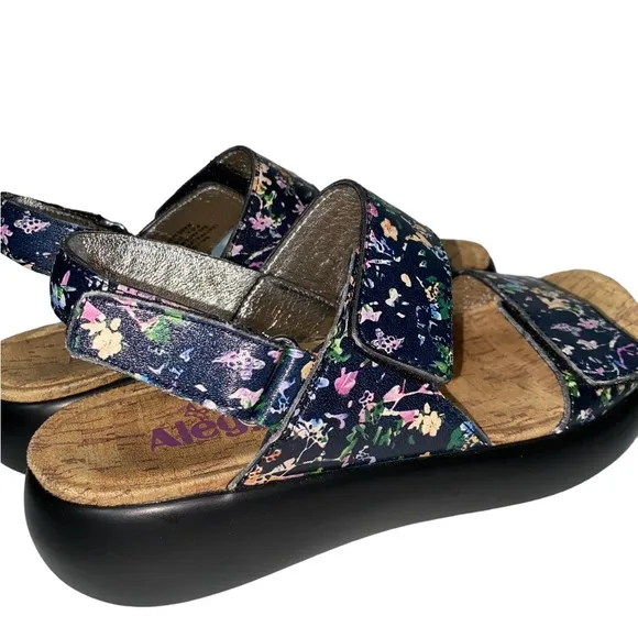 NWOT Alegria by PG Lite Bailee Leather Floral Adjustable Sandals Size 38