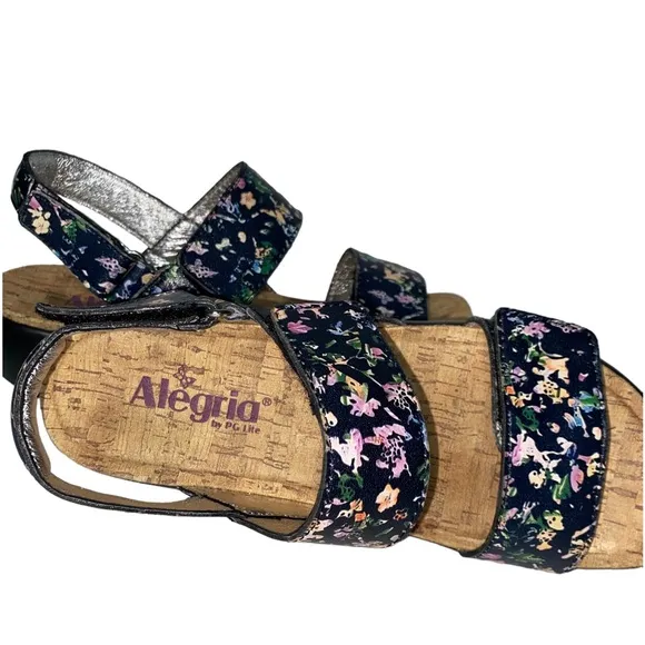 NWOT Alegria by PG Lite Bailee Leather Floral Adjustable Sandals Size 38
