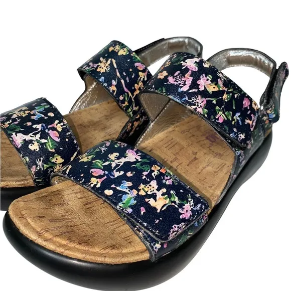 NWOT Alegria by PG Lite Bailee Leather Floral Adjustable Sandals Size 38