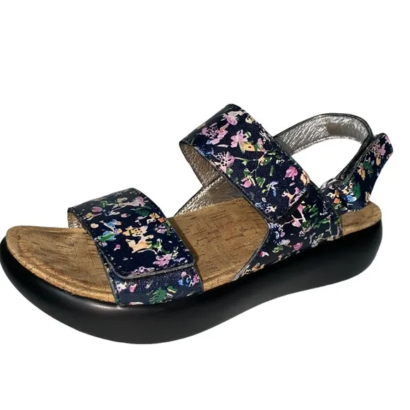 NWOT Alegria by PG Lite Bailee Leather Floral Adjustable Sandals Size 38
