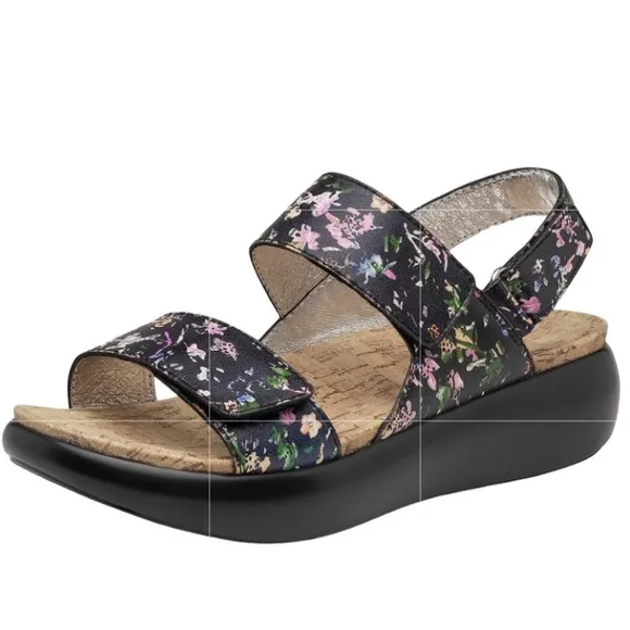 NWOT Alegria by PG Lite Bailee Leather Floral Adjustable Sandals Size 38