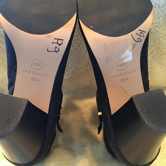 NWOT Ann Taylor Black Leather Ankle Boot