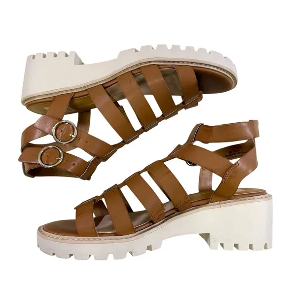 NWOT Dolce Vita Lillia Lug Sole Caged Platform Sandals in Cognac Size 9M
