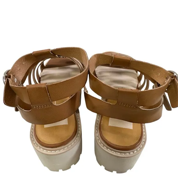 NWOT Dolce Vita Lillia Lug Sole Caged Platform Sandals in Cognac Size 9M