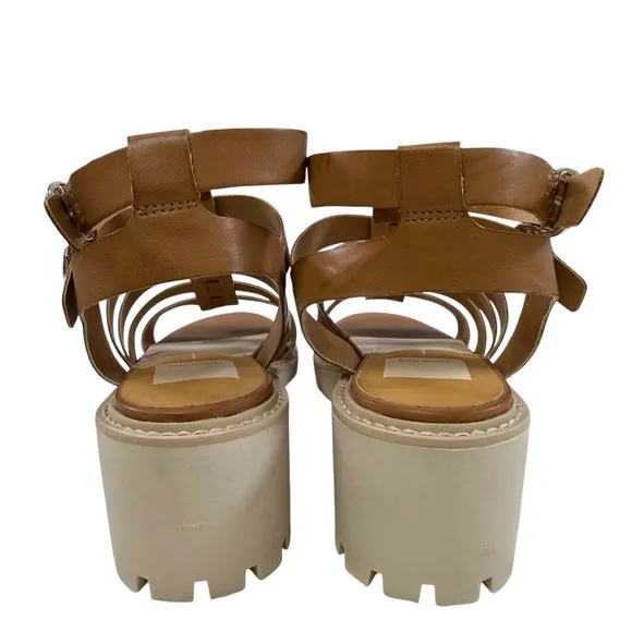 NWOT Dolce Vita Lillia Lug Sole Caged Platform Sandals in Cognac Size 9M
