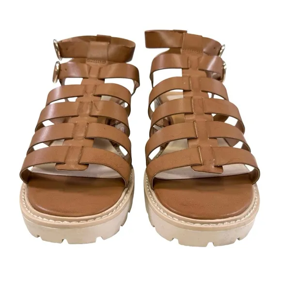 NWOT Dolce Vita Lillia Lug Sole Caged Platform Sandals in Cognac Size 9M