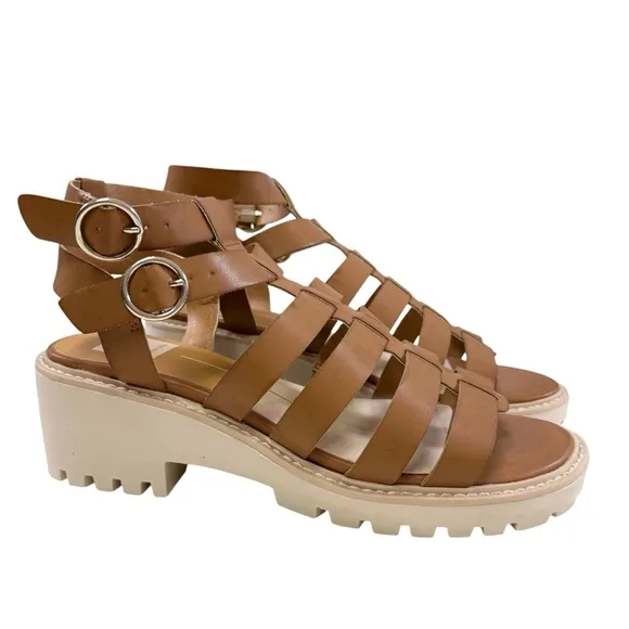 NWOT Dolce Vita Lillia Lug Sole Caged Platform Sandals in Cognac Size 9M