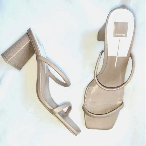 NWOT Dolce Vita Noles Chunky Heel Slide On Sandals in Cafe Multi Snake Sz. 11