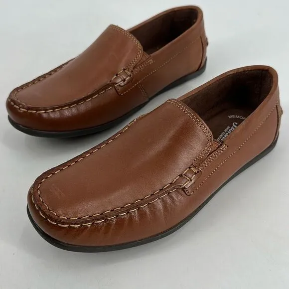 NWOT Florsheim Jasper Venetian Jr Boys Leather Moc Toe Loafers Saddle Tan Sz 6W