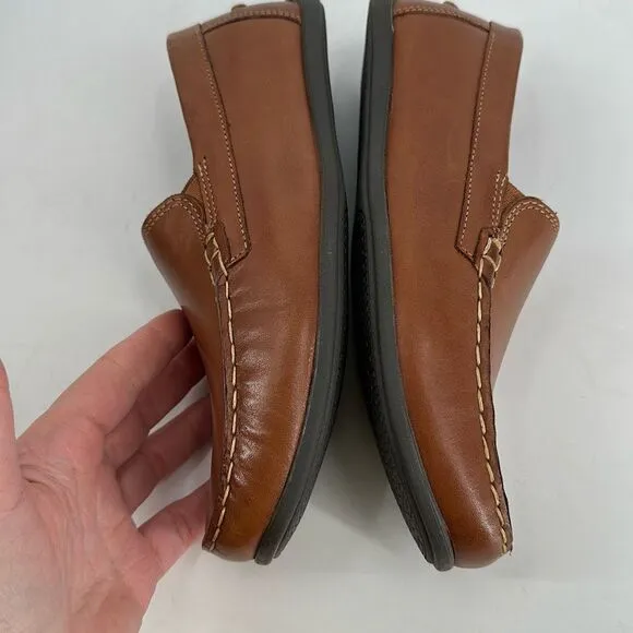 NWOT Florsheim Jasper Venetian Jr Boys Leather Moc Toe Loafers Saddle Tan Sz 6W