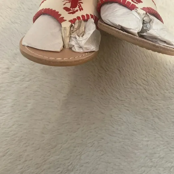 NWOT JACK ROGERS® LOBSTER EMBROIDERED SANDALS