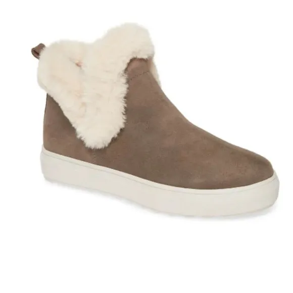 NWOT J/SLIDES Priya High Top Sneaker with Faux Fur