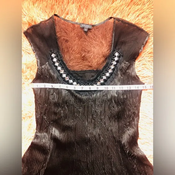 NWOT Komarov, Rhinestone Embellished V-Neck Chameause Midi Dress. Size S
