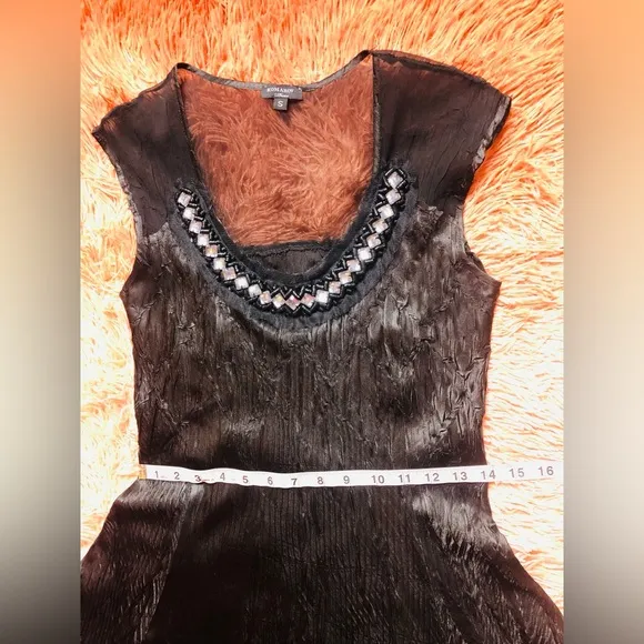 NWOT Komarov, Rhinestone Embellished V-Neck Chameause Midi Dress. Size S