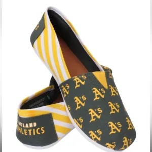 NWOT Oakland Athletics baseball stripes canvas loafers shoes flats size L (9-10)