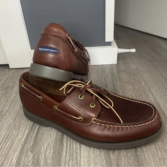 NWOT Rockport Men’s Brown Leather Loafers Size 12W New Without Teg