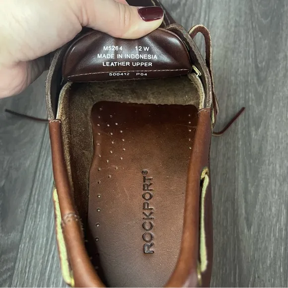 NWOT Rockport Men’s Brown Leather Loafers Size 12W New Without Teg