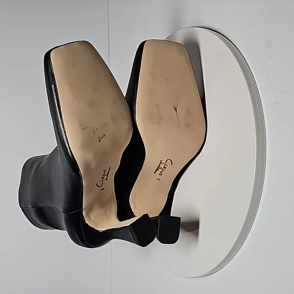 NWOT Sam Edelman Circus Emma Booties Heel Ankle Boots Square Toe Faux Black 7.5