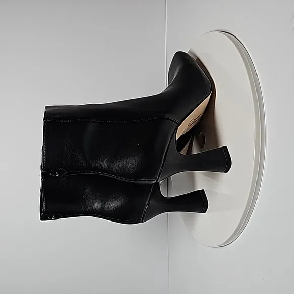 NWOT Sam Edelman Circus Emma Booties Heel Ankle Boots Square Toe Faux Black 7.5