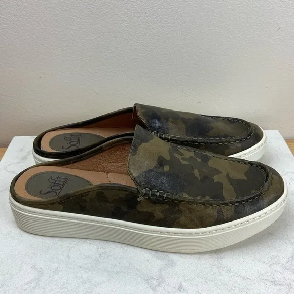 NWOT SOFFT Somers Moc Camo Slip On Sneaker Mules Leather