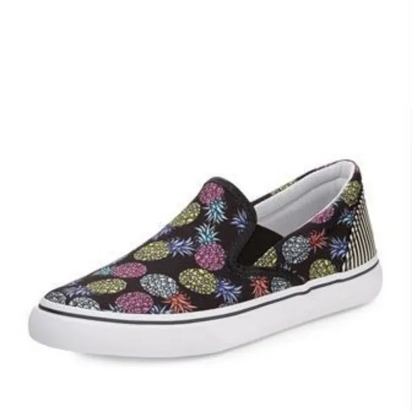 NWOT Sophia Webster Adele Pineapple Print Slip-On Sneaker 7 Black/Multi Canvas