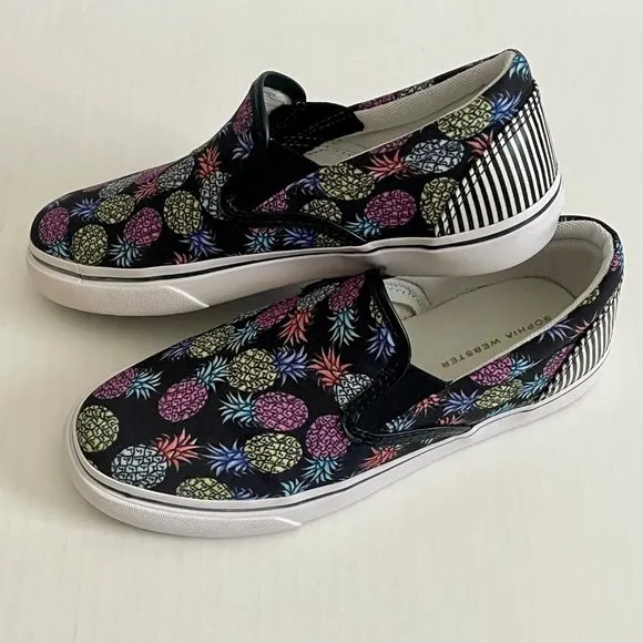 NWOT Sophia Webster Adele Pineapple Print Slip-On Sneaker 7 Black/Multi Canvas